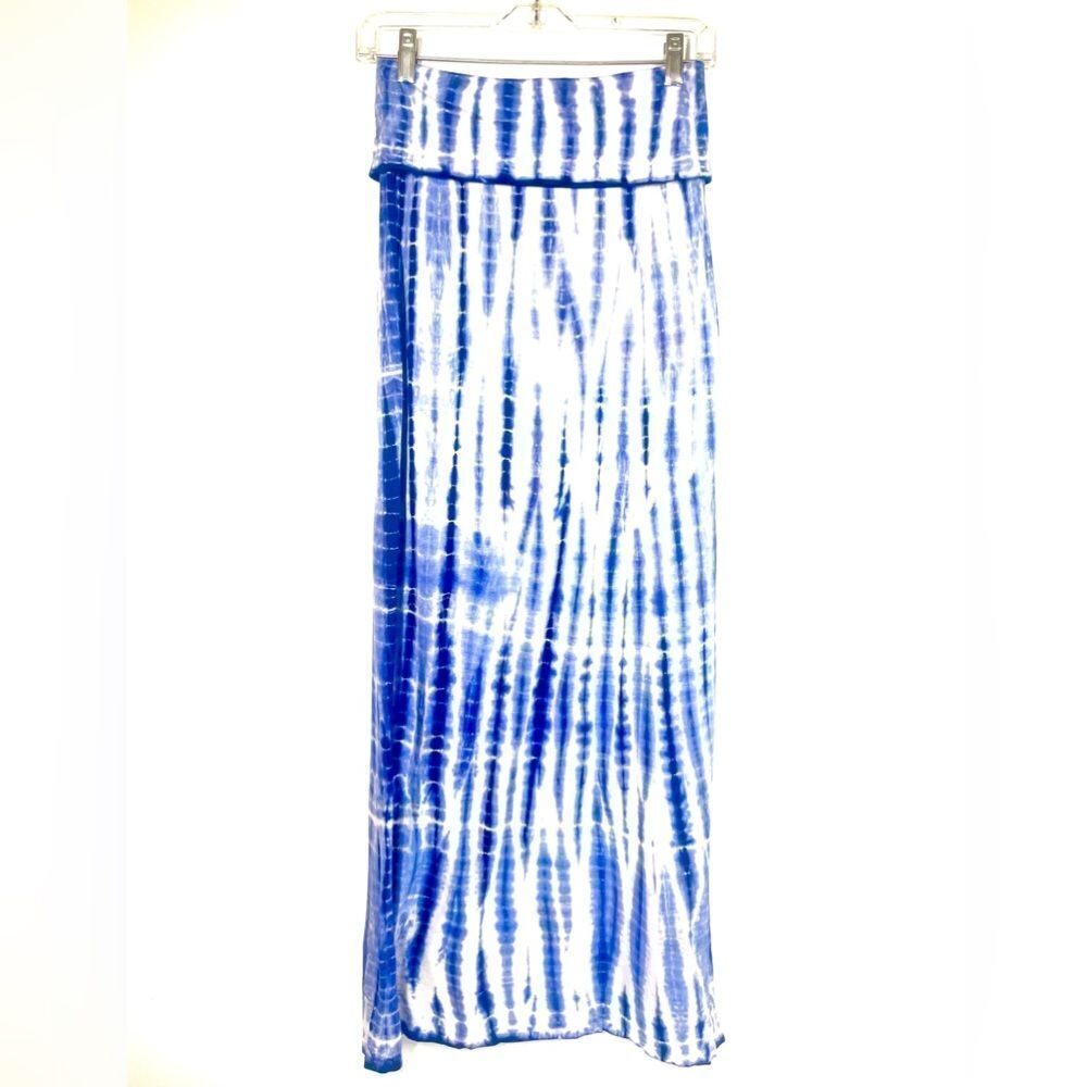 Blue and White Pencil Maxi Skirt for Casual Wear